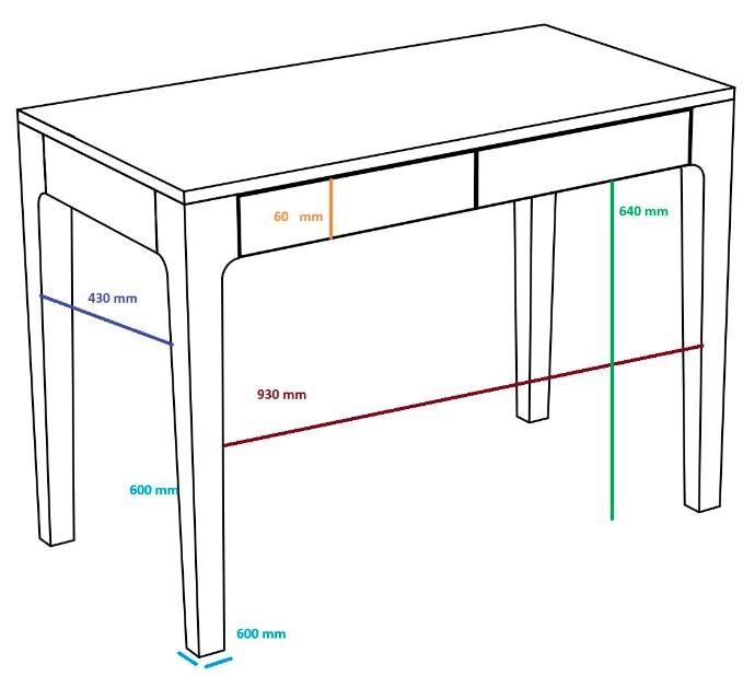 NordicStory Mesa escritorio de madera maciza de roble &quot;Axel I&quot; 105 x 55 x 76 cm.