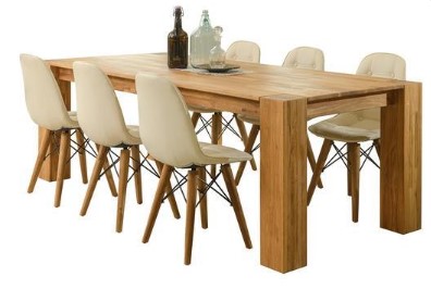 NordicStory Mesa de comedor de madera maciza de roble &quot;Mauritz 3&quot; 200/220 x 100 x 75 cm.