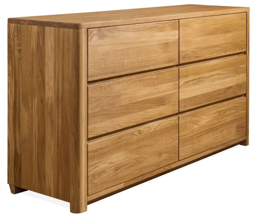 NordicStory Aparador Cómoda de madera maciza de roble &quot;Elsa 6&quot; 140 x 44 x 78,2 cm.