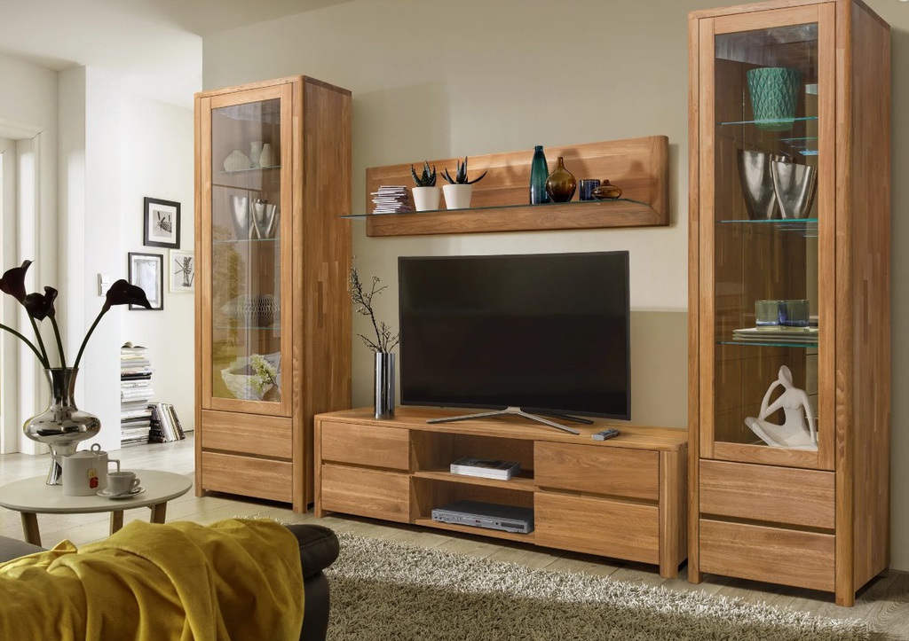 NordicStory Mueble de TV de madera maciza de roble &quot;Elsa&quot; 160 x 44 x 47 cm.