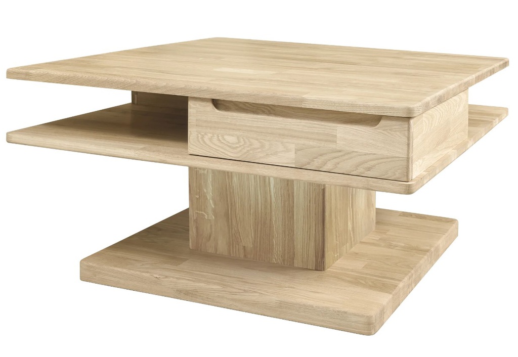 NordicStory Mesa de centro de madera maciza de roble &quot;Kvadro&quot; 85 x 85 x 50 cm.