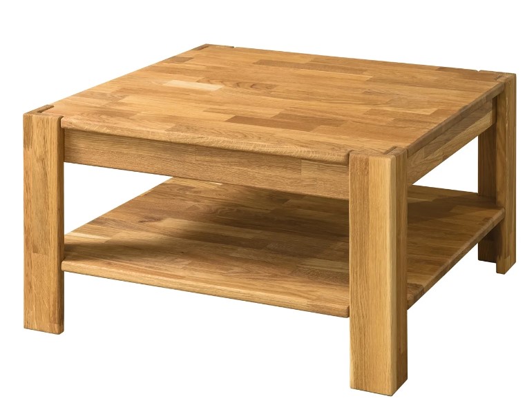 NordicStory Mesa de centro de madera maciza de roble &quot;Mauritz 4&quot; 70 x 70 x 38 cm. / 120 x 70 x 38 cm.