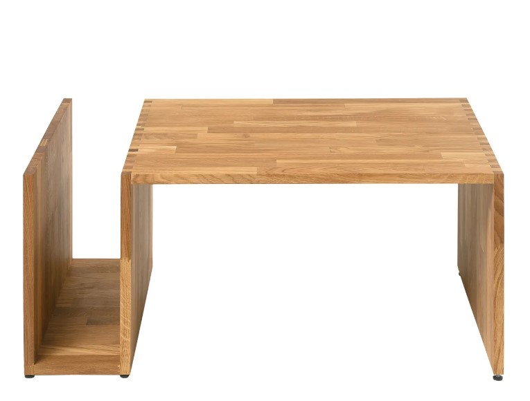 NordicStory Mesa de centro de madera maciza de roble &quot;Leo&quot; 90 x 60 x 38 cm.