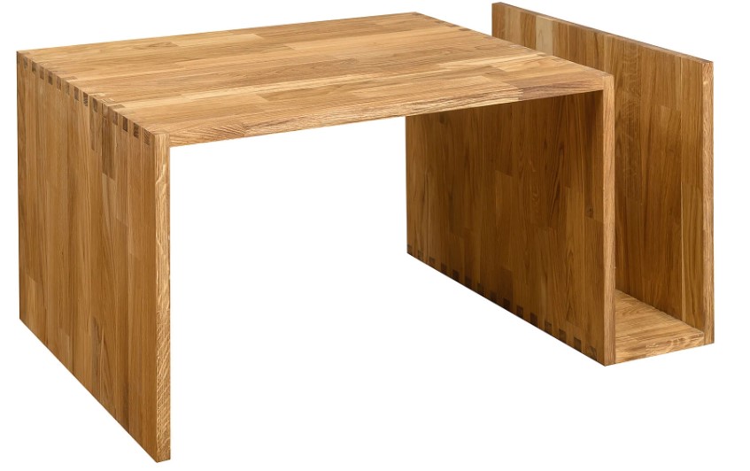 NordicStory Mesa de centro de madera maciza de roble &quot;Leo&quot; 90 x 60 x 38 cm.