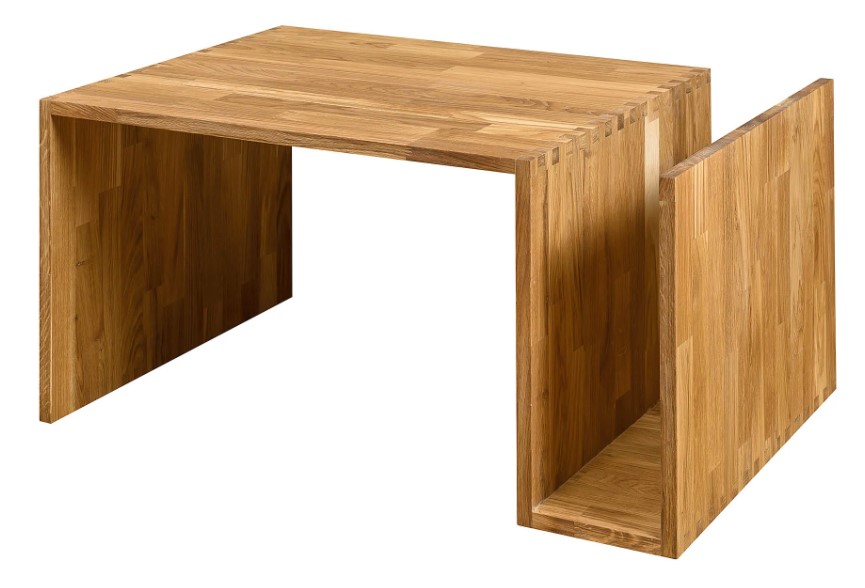 NordicStory Mesa de centro de madera maciza de roble &quot;Leo&quot; 90 x 60 x 38 cm.