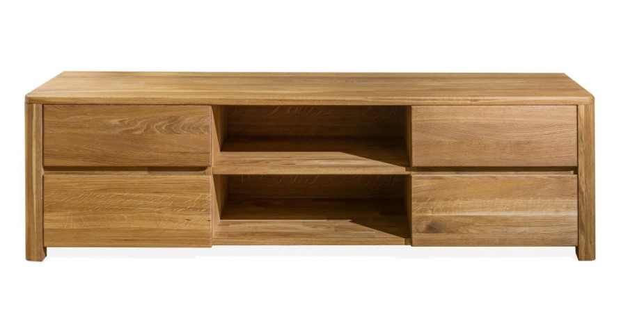 NordicStory Mueble de TV de madera maciza de roble &quot;Elsa&quot; 160 x 44 x 47 cm.