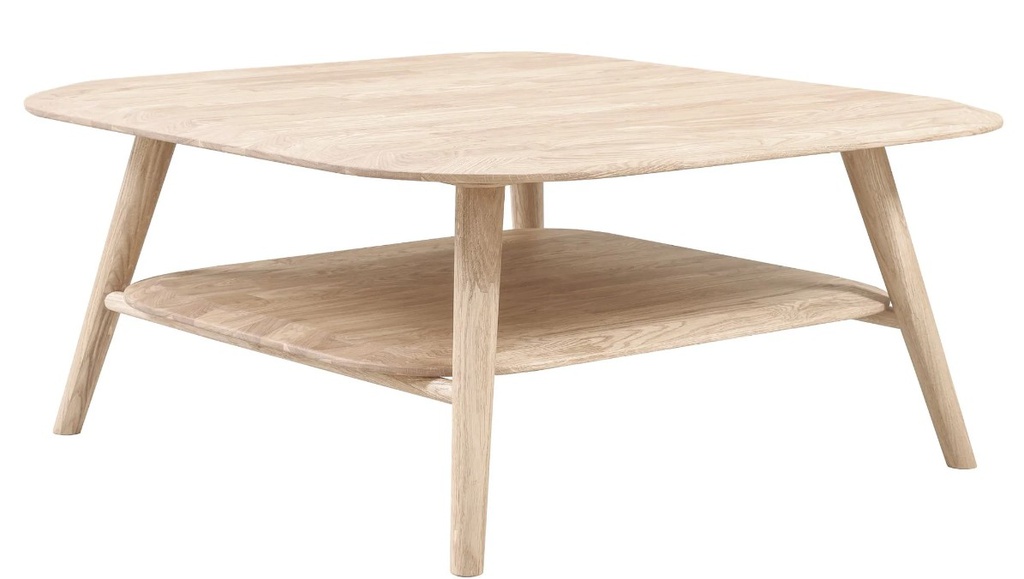 NordicStory Mesa de centro de madera maciza de roble &quot;Escandi 4&quot; 90 x 90 x 40 cm.