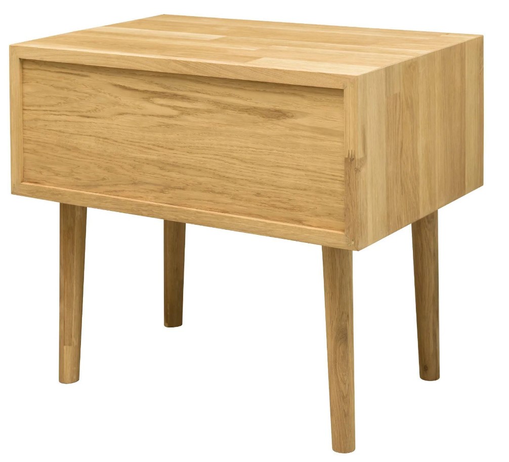 NordicStory Mesita de noche de madera maciza de roble &quot;Escandi 2&quot; 60 x 40 x 51,5 cm.