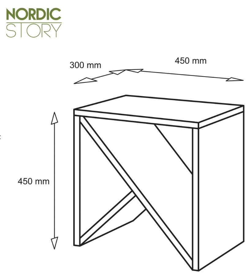 NordicStory Mesa auxiliar, mesita de noche de madera maciza de roble &quot;Denmark&quot; 45 x 30 x 45 cm.