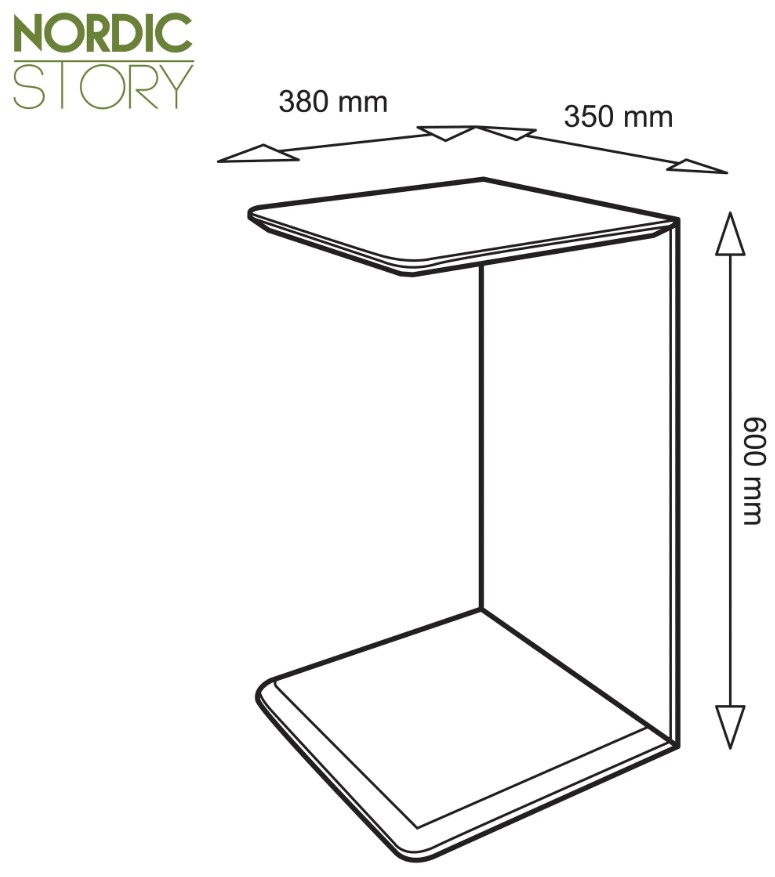 NordicStory Mesa lateral auxiliar de madera maciza de roble &quot;Sono 2&quot; 38 x 35 x 60 cm.