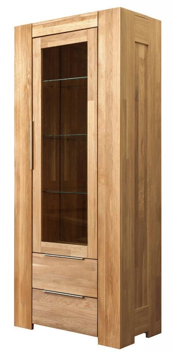 NordicStory Vitrina de madera maciza de roble &quot;Nordic 1&quot; 80 x 45 x 190 cm.