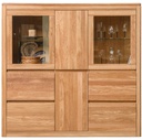 NordicStory Vitrina Armario con cristal de madera maciza de roble &quot;Elsa 3 LUX&quot;  150,2 x 44 x 145 cm.