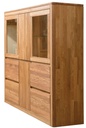 NordicStory Vitrina Armario con cristal de madera maciza de roble &quot;Elsa 3 LUX&quot;  150,2 x 44 x 145 cm.