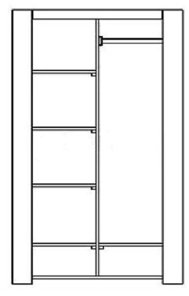 NordicStory Armario de madera maciza de roble &quot;Nordic&quot; 130 x 59 x 210 cm.