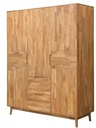 NordicStory Armario de madera maciza de roble &quot;Escandi&quot; 160 x 56 x 202 cm.