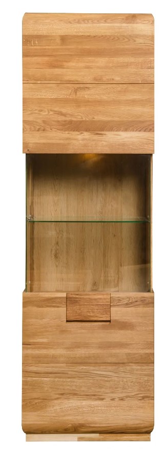 NordicStory Vitrina Armario con cristal de madera maciza de roble &quot;Faina 1&quot; 60 x 42 x 194,6 cm.