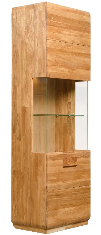 NordicStory Vitrina Armario con cristal de madera maciza de roble &quot;Faina 1&quot; 60 x 42 x 194,6 cm.