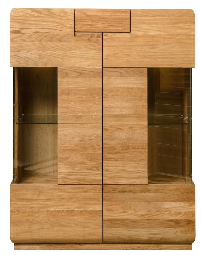 NordicStory Vitrina Armario con cristal de madera maciza de roble &quot;Faina 2.1&quot; 100 x 45 x 131 cm.