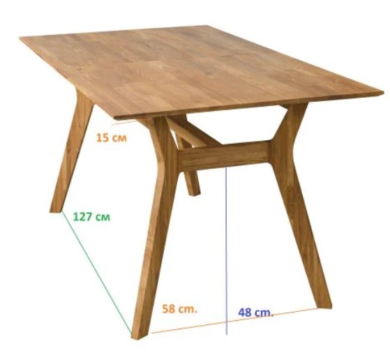 NordicStory Mesa de comedor de madera maciza de roble &quot;Harold&quot; 170 x 90 x 75 cm.