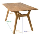 NordicStory Mesa de comedor de madera maciza de roble &quot;Harold&quot; 170 x 90 x 75 cm.