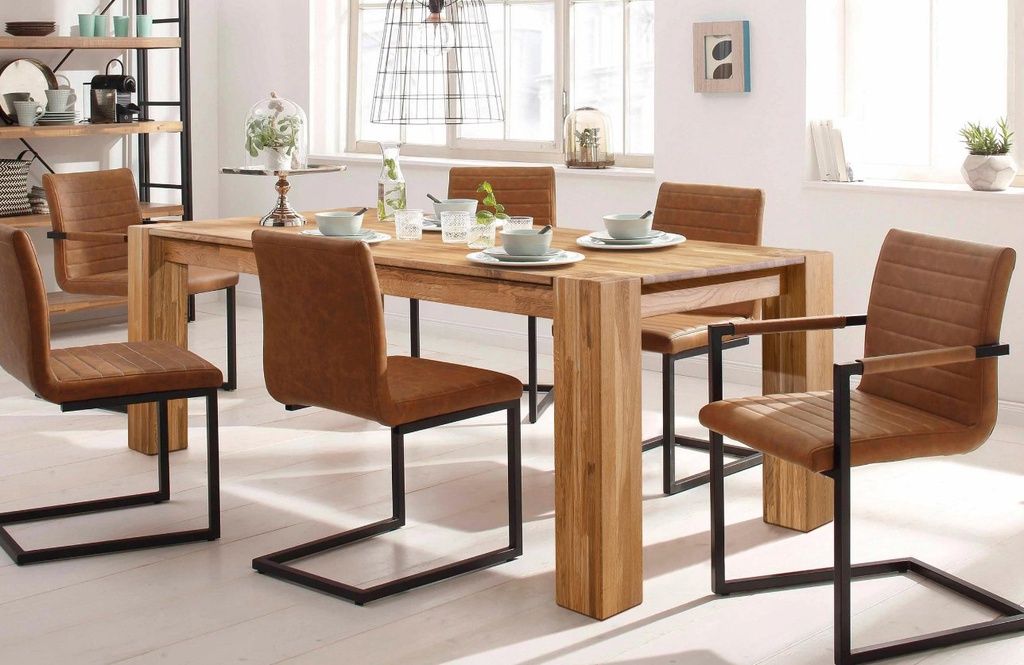 NordicStory Mesa de comedor de madera maciza de roble &quot;Mauritz 3&quot;  180 x 90 x 75 cm.