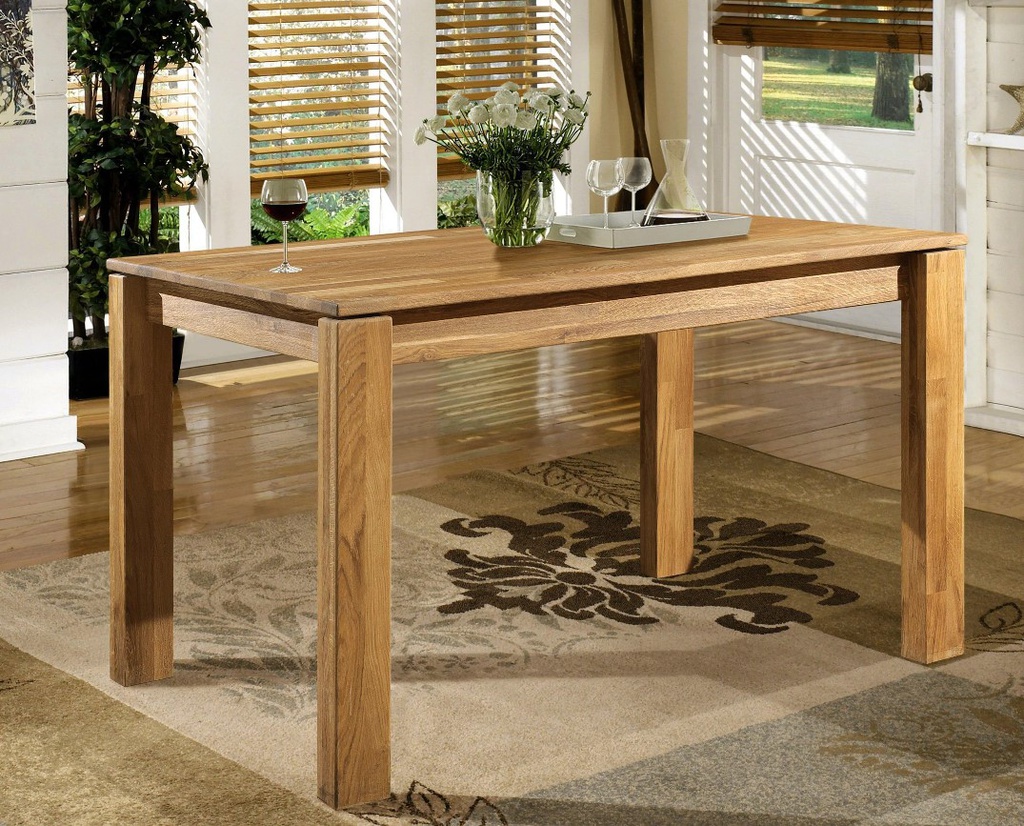 NordicStory Mesa de comedor de madera maciza de roble &quot;Mauritz 4&quot;  140/160/180 x 90 x 75 cm.