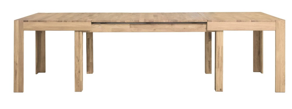 NordicStory Mesa extensible de comedor de madera maciza de roble &quot;XL&quot; 160-280 x 90 x 75 cm.