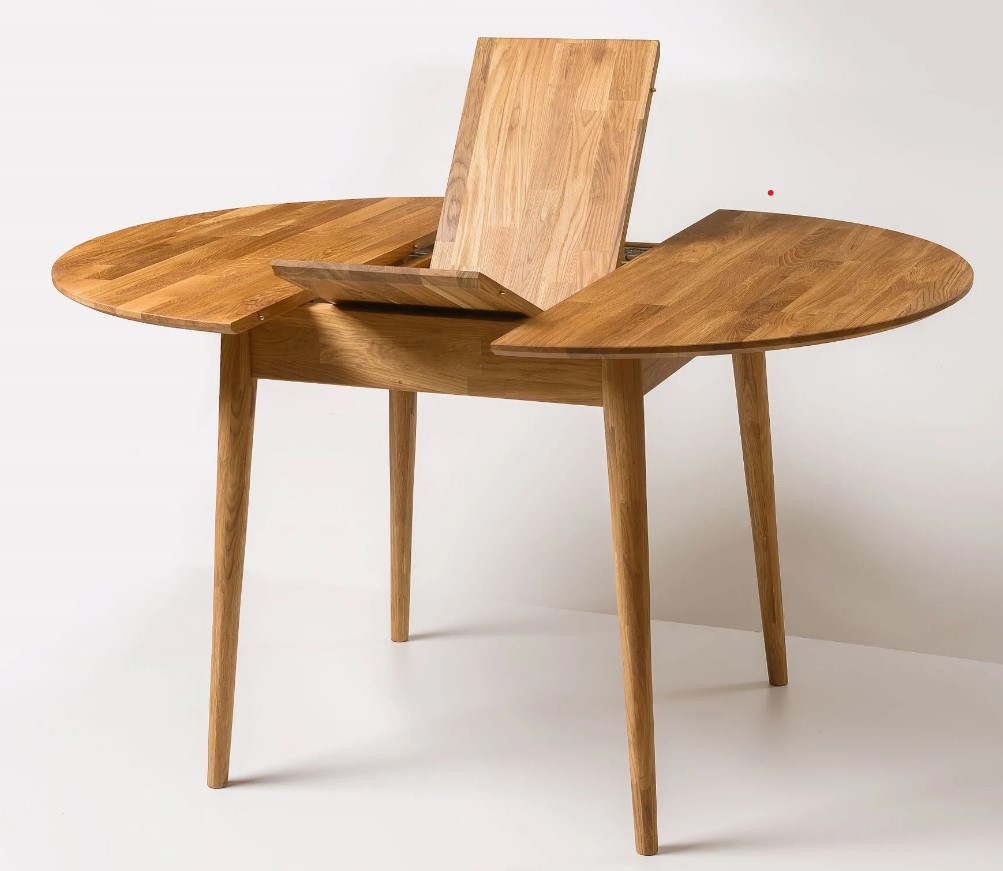 NordicStory Mesa de comedor redonda y extensible de madera maciza de roble &quot;Escandi 3&quot;