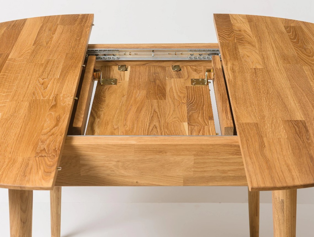 NordicStory Mesa de comedor redonda y extensible de madera maciza de roble &quot;Escandi 3&quot;