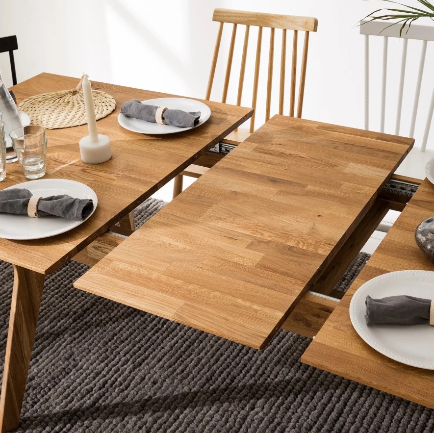 NordicStory Mesa extensible de comedor de madera maciza de roble &quot;Harold&quot; 170-210 x 90 x 75 cm.