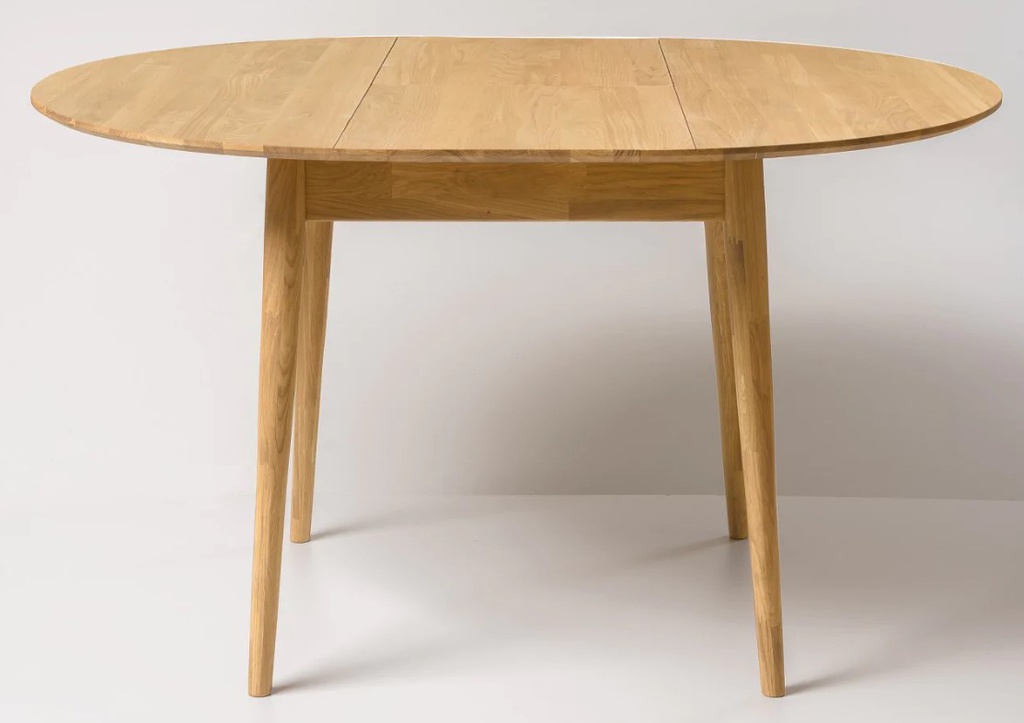 NordicStory Mesa de comedor redonda y extensible de madera maciza de roble &quot;Escandi 6&quot; 93-123 x 93 x 75 cm.