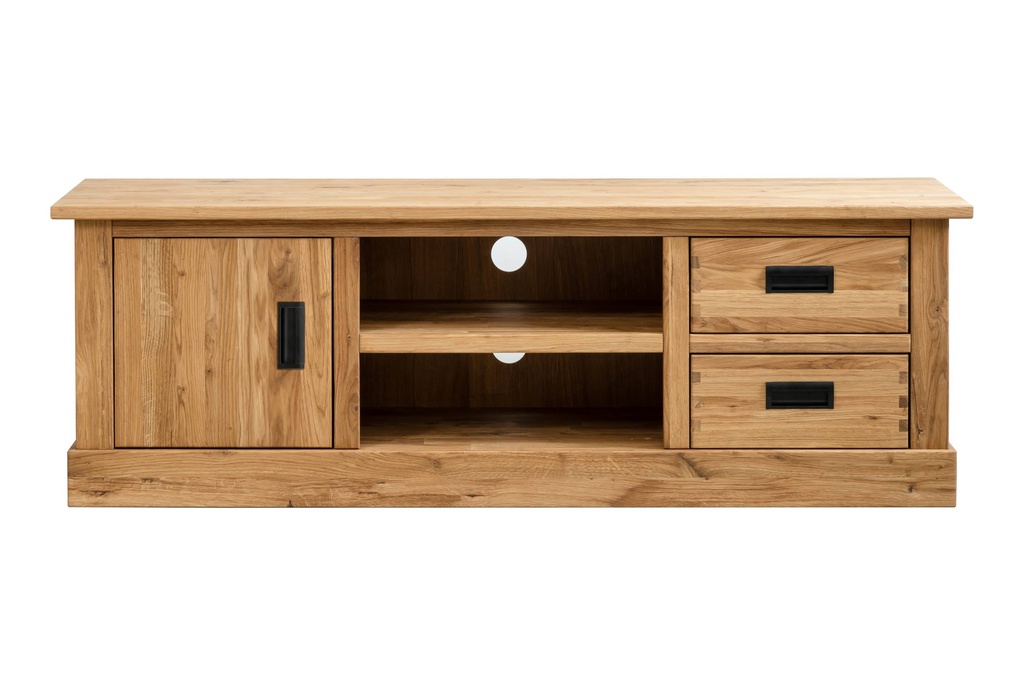 NordicStory Mueble de TV rustico de madera maciza de roble &quot;Provance 2&quot; 145 x 42 x 48 cm.