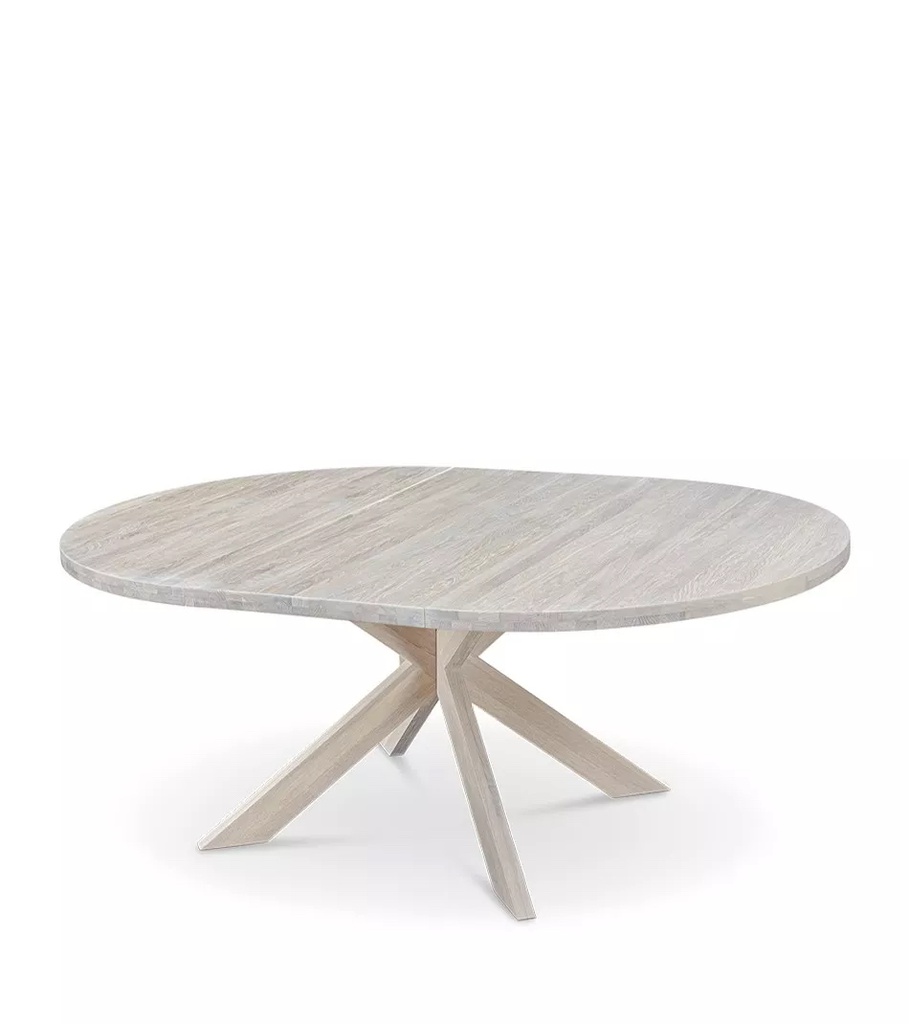 NordicStory Mesa de comedor redonda y extensible de madera maciza de roble &quot;Holger&quot;