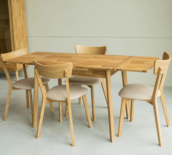 NordicStory Mesa extensible de comedor de madera maciza de roble &quot;Mini 1&quot; 110-170 x 65 x 77 (75) cm.