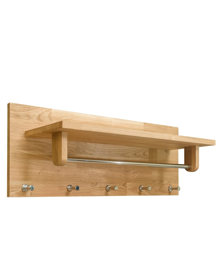 NordicStory Perchero de pared de madera maciza de roble &quot;Litet&quot;  81 x 30 x 24 cm.