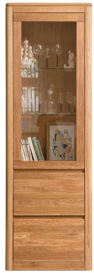 NordicStory Vitrina con cristal de madera maciza roble &quot;Elsa LUX&quot;  64 x 44 x 195 cm.