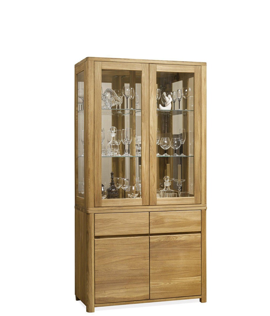 NordicStory Vitrina de madera maciza de roble &quot;Elsa 2&quot; 101 x 44 x 195 cm.