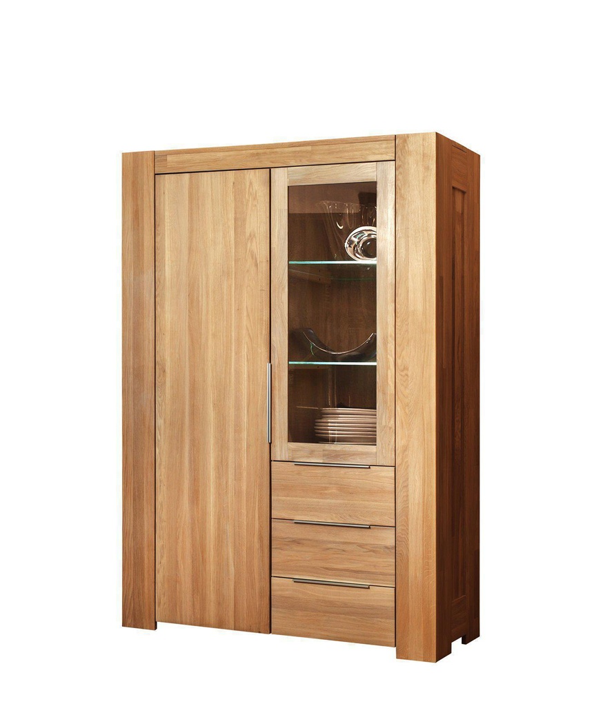 NordicStory Vitrina de madera maciza de roble &quot;Nordic 2&quot; 130 x 45 x 190 cm.