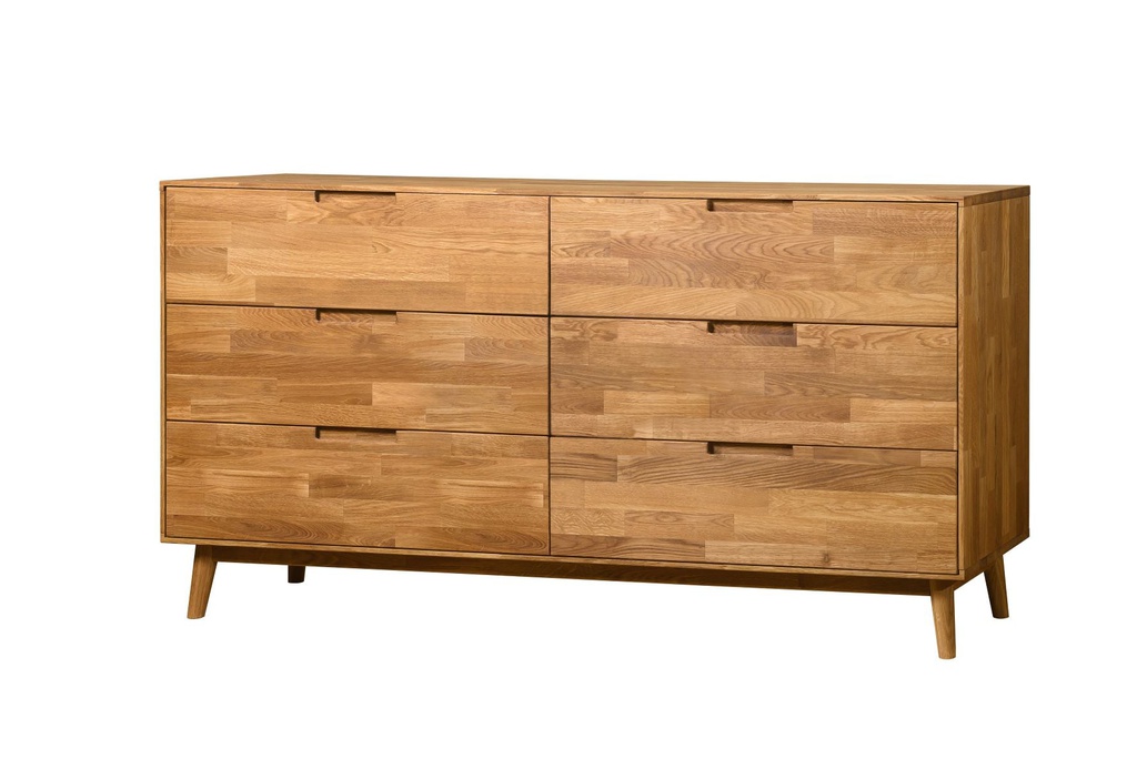 NordicStory Aparador Cómoda de madera maciza roble &quot;Escandi 4&quot; 160 x 45 x 84,5 cm.