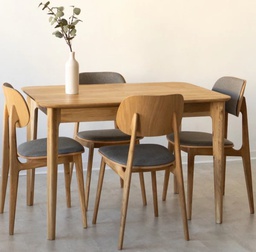 NordicStory Mesa extensible de comedor de madera maciza de roble &quot;France&quot; 120-160 x 80 x 75 cm.