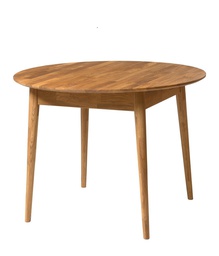 NordicStory Mesa redonda de comedor de madera maciza de roble &quot;Escandi 3&quot; 100 x 100 x 75 cm.