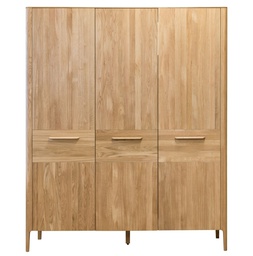 NordicStory Armario de madera maciza de roble &quot;Atlanta 3&quot; 173,9 x 60 x 210 cm.