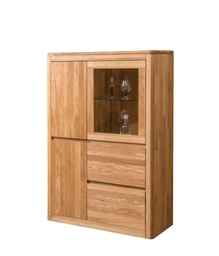 NordicStory Vitrina con cristal de madera maciza de roble &quot;Elsa 2 LUX&quot;  100 x 44 x 145 cm.