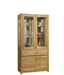 NordicStory Vitrina de madera maciza de roble &quot;Elsa 2&quot; 101 x 44 x 195 cm.