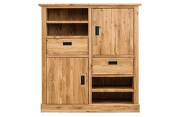 NordicStory Vitrina Armario rustico de madera maciza de roble &quot;Provance&quot; 128 x 48 x 135 cm.